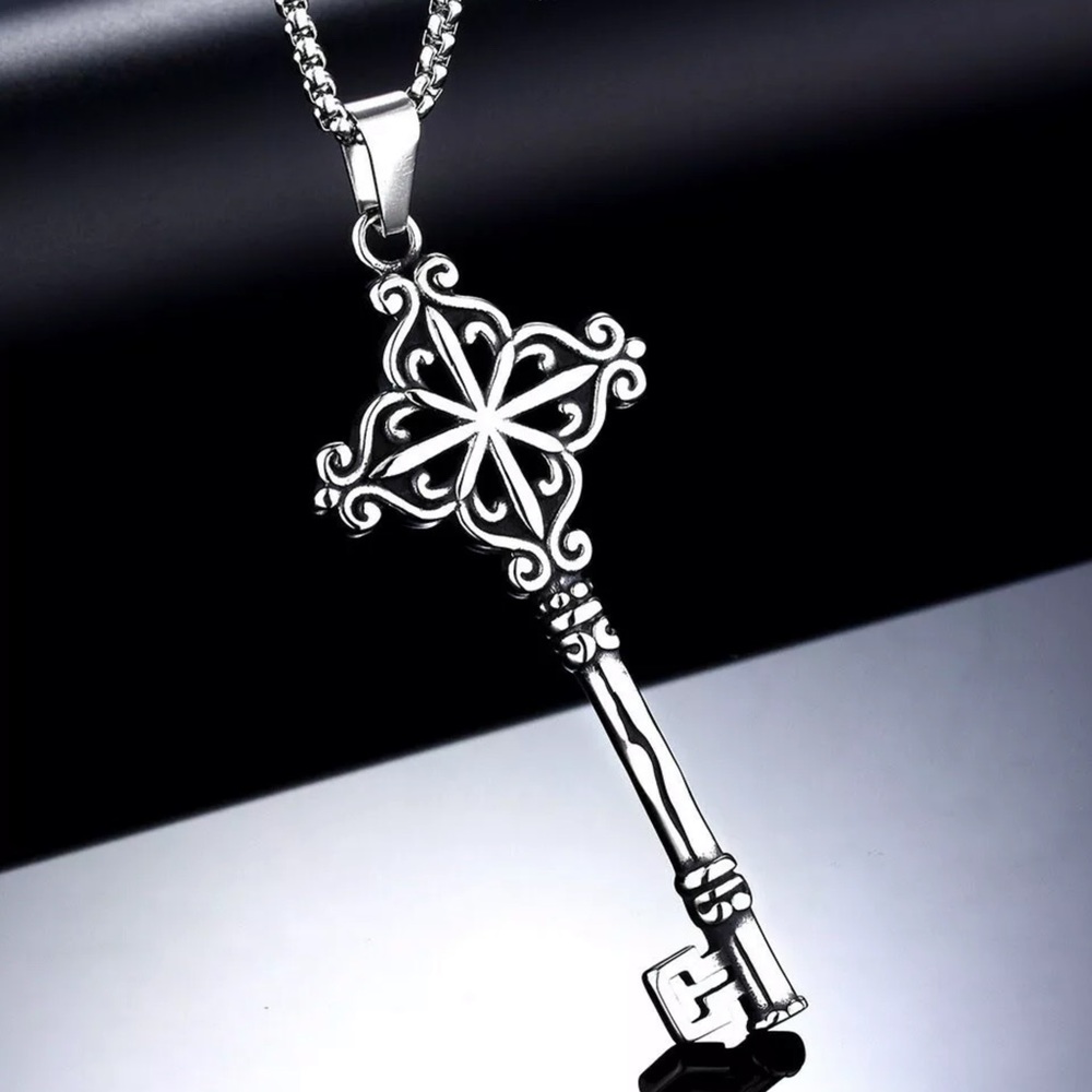 Stainless Steel (Unisex) Key Pendant Necklace!